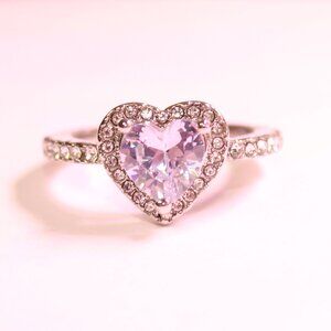 Silver Heart Ring with Clear Center Stone